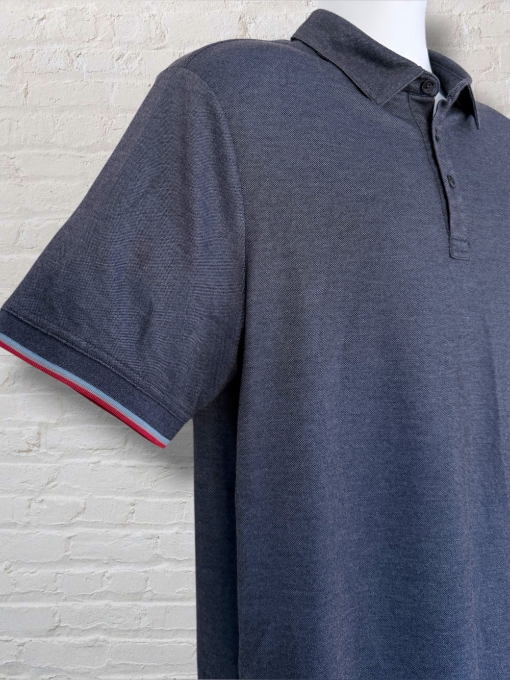 Travis Mathew Minimalist Polo — Charcoal Blue, Patriotic Trim, Size Large